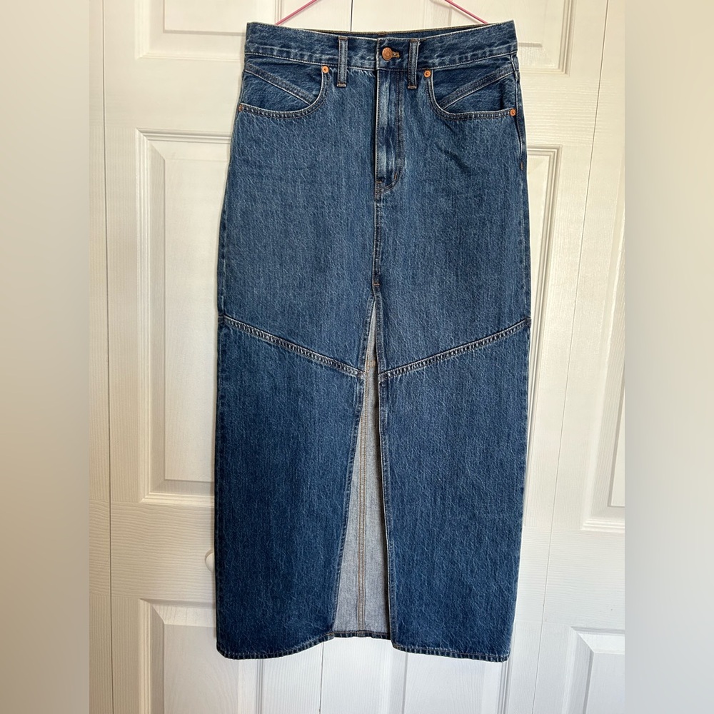 Madewell Blue Denim Midi Skirt